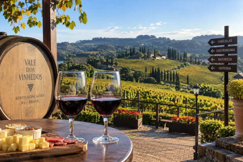 Vale dos Vinhedos com vinhedos, vinho e gastronomia na Serra Gaúcha