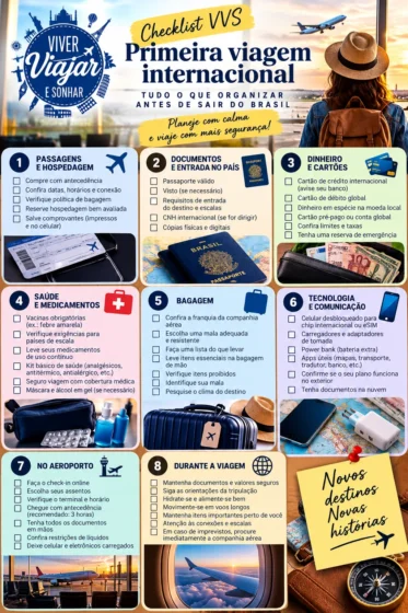 Checklist VVS para organizar a primeira viagem internacional