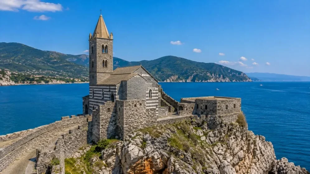 Igreja de San Pietro sobre as falésias de Portovenere, Ligúria